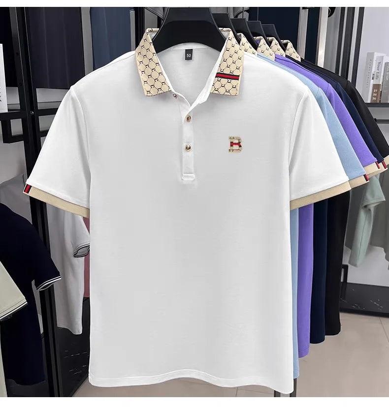 Men’s Contrast Polo Shirt – Short Sleeve Breathable Casual Summer Top men-tshirt AllTrendMart