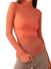 Women’s Sheer Mesh Turtleneck Top – Slim Fit Long Sleeve Clubwear women-tshirt AllTrendMart