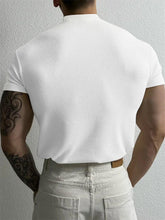 Men’s Striped Short Sleeve T-Shirt – High Collar Casual Fitness Top men-tshirt AllTrendMart