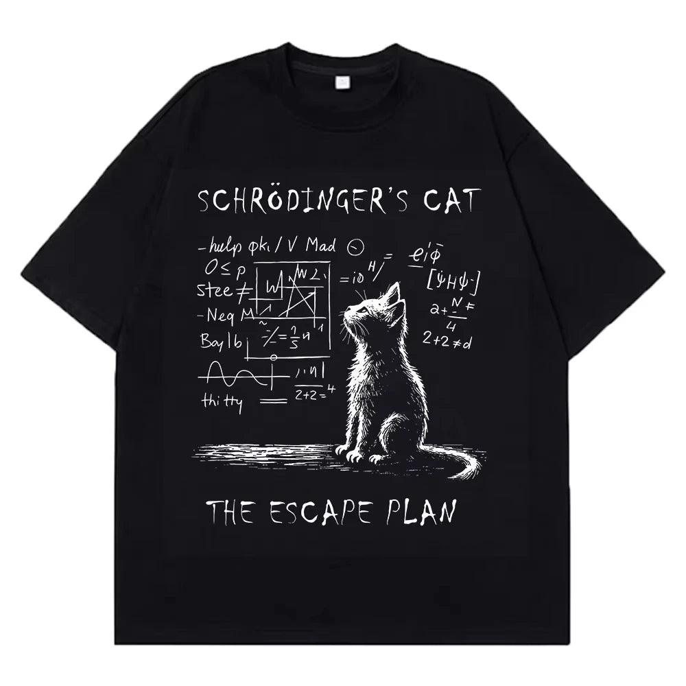 Schrödinger Cat Graphic T-Shirt – Physics Cotton Streetwear Tee unisex-tshirt AllTrendMart Black S