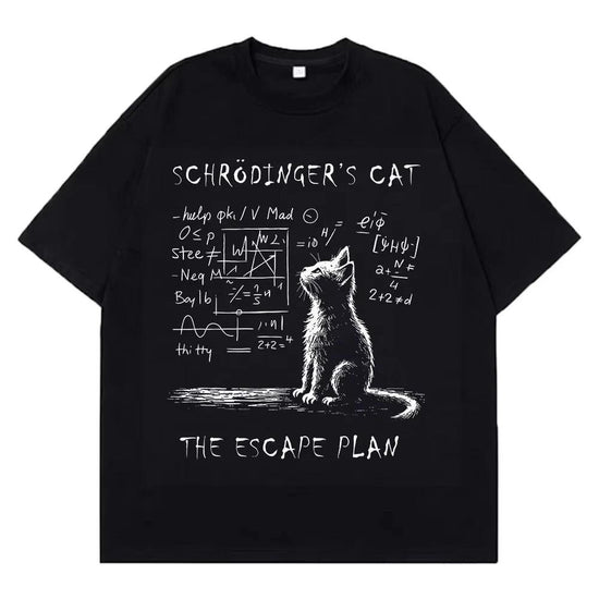 Schrödinger Cat Graphic T-Shirt – Physics Cotton Streetwear Tee unisex-tshirt AllTrendMart Black S