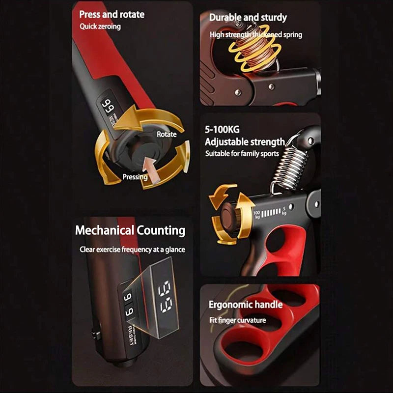 Adjustable Hand Grip Strengthener 5-150kg for Fitness & Muscle Recovery