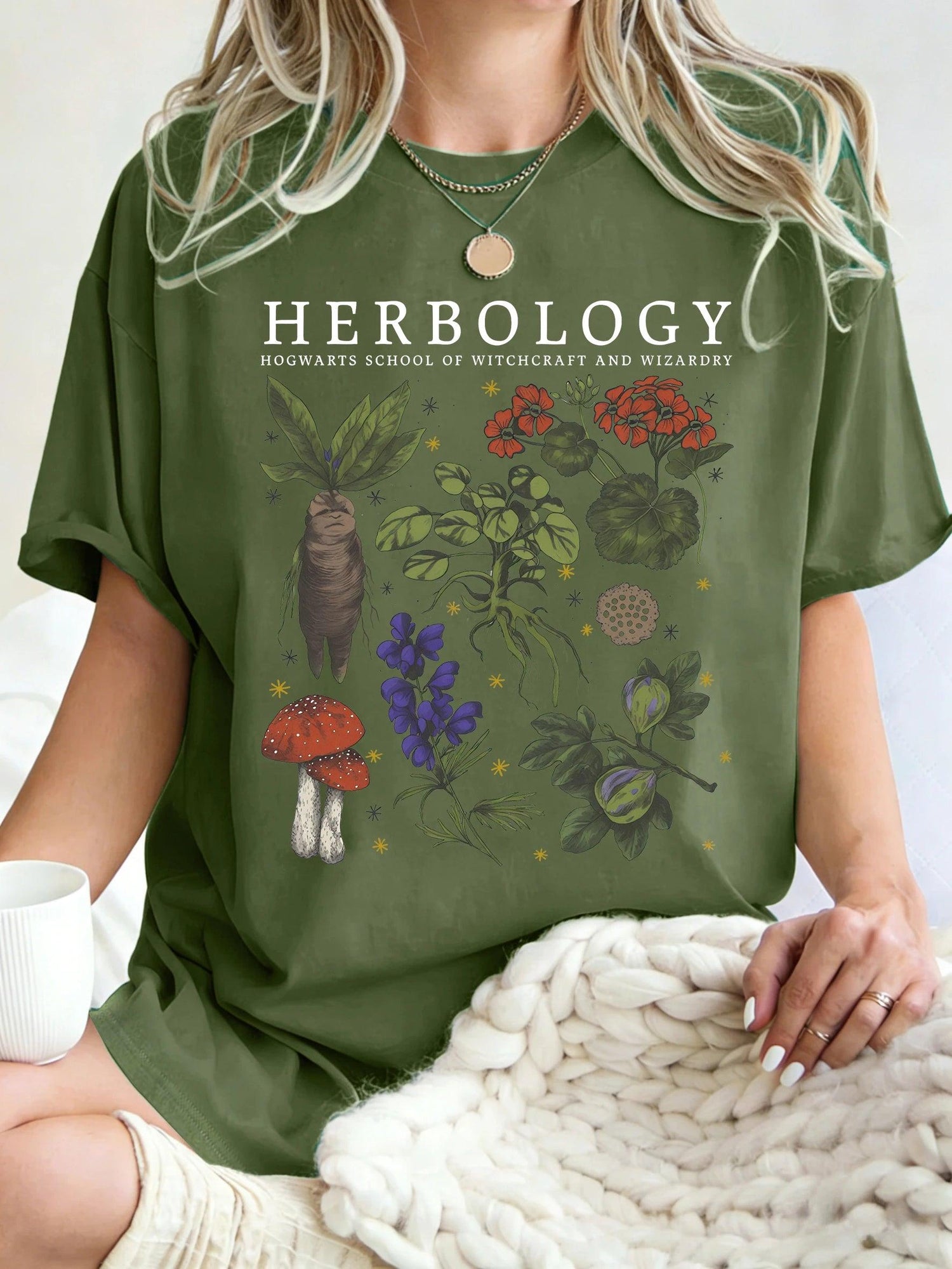 Women’s Herbology Graphic Cotton T-Shirt – Vintage Botanical Casual Tee women-tshirt AllTrendMart