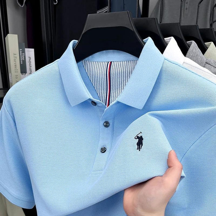 Men’s 100% Cotton Polo Shirt – Short Sleeve Classic Casual Summer Top men-tshirt AllTrendMart Sky Blue M