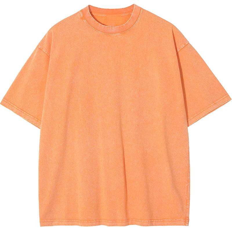 Unisex Washed Oversized T-Shirt – Vintage Cotton Loose Fit Casual Tee unisex-tshirt AllTrendMart Orange S