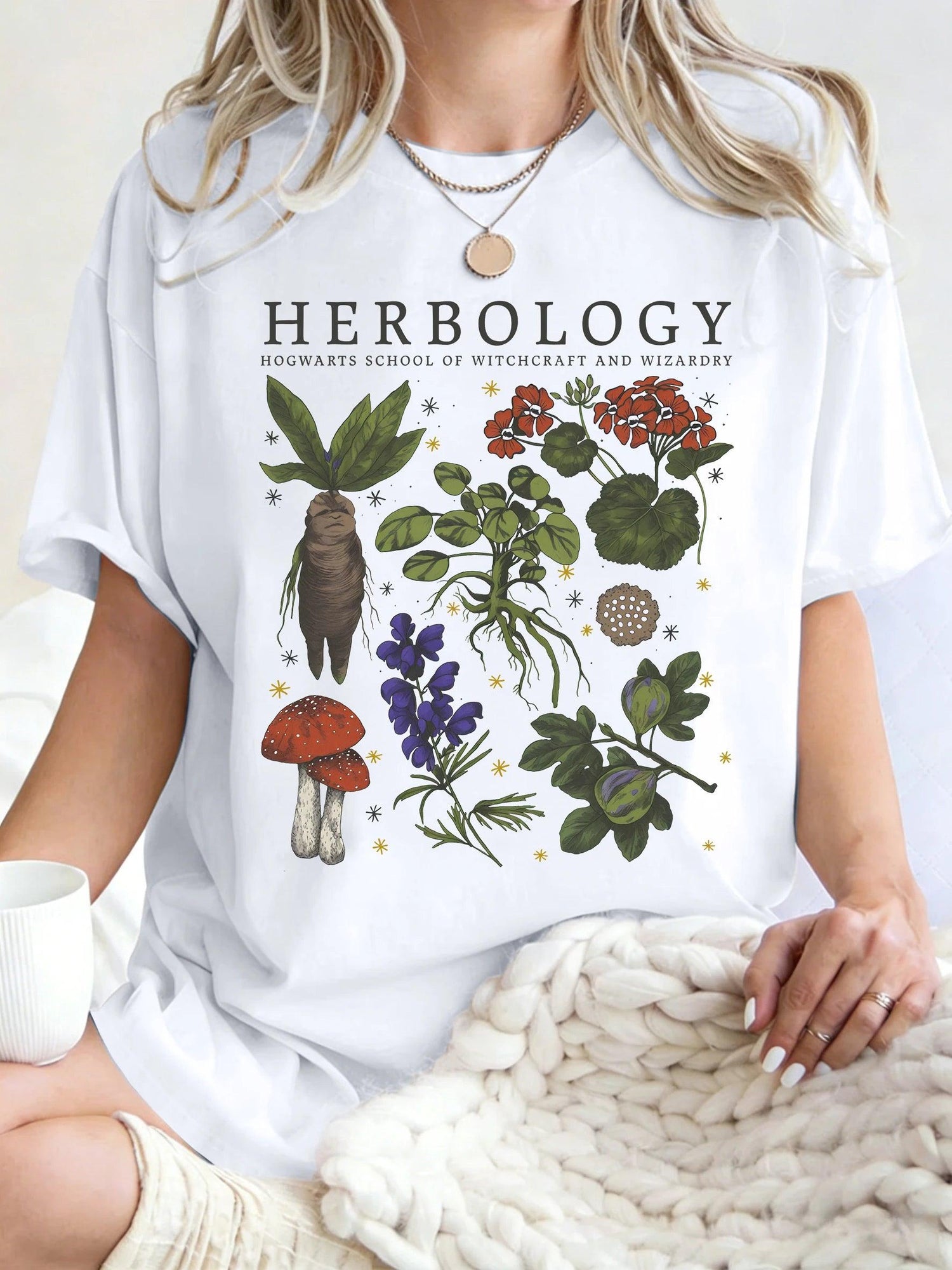 Women’s Herbology Graphic Cotton T-Shirt – Vintage Botanical Casual Tee women-tshirt AllTrendMart