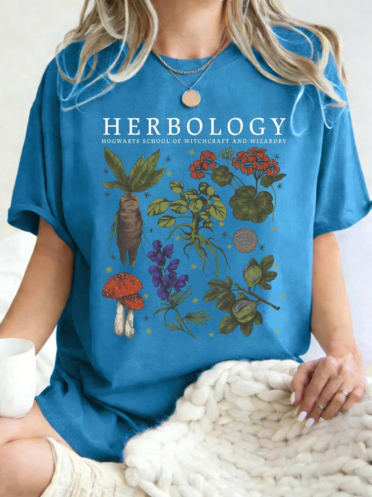 Women’s Herbology Graphic Cotton T-Shirt – Vintage Botanical Casual Tee women-tshirt AllTrendMart