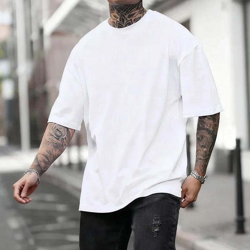 Men’s Cotton Basic T-Shirt – Casual Loose Fit Short Sleeve Tee men-tshirt AllTrendMart White S
