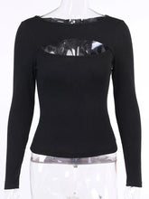Women’s Cut-Out Long Sleeve T-Shirt – Slim Fit Knitted Casual Top women-tshirt AllTrendMart