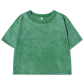 Women’s Washed Crop T-Shirt – Vintage Cotton Streetwear Slim Fit Tee women-tshirt AllTrendMart Green S