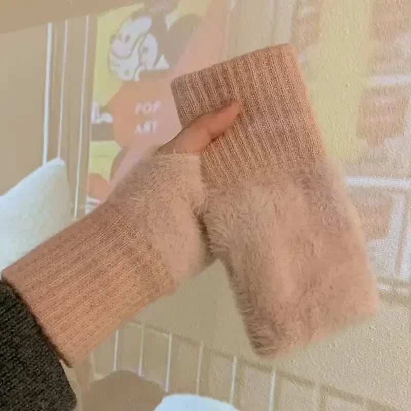 Women Fingerless Knit Gloves – Soft Warm Winter Gloves
