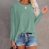 Women’s Cotton Long Sleeve T-Shirt – Casual Loose Fit Basic Tee women-tshirt AllTrendMart Bean Green S