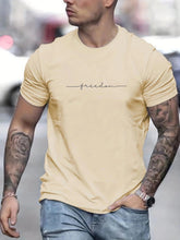 Men’s Graphic Cotton T-Shirt – Slim Fit Casual Short Sleeve Tee men-tshirt AllTrendMart Light Yellow XS
