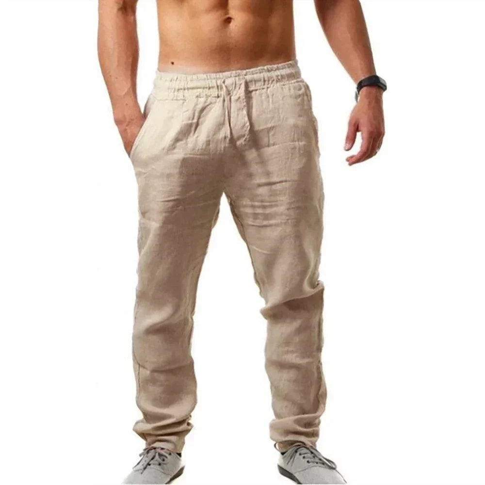 Men Linen Drawstring Pants – Casual Summer Trousers