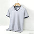 Men’s V-Neck Contrast Trim T-Shirt – Slim Fit Casual Summer Tee men-tshirt AllTrendMart Gray M