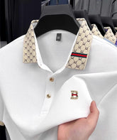Men’s Contrast Polo Shirt – Short Sleeve Breathable Casual Summer Top men-tshirt AllTrendMart White M
