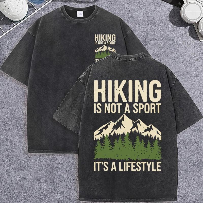 Unisex Vintage Washed T-Shirt – Hiking Mountain Graphic Cotton Loose Fit Tee unisex-tshirt AllTrendMart Black XS