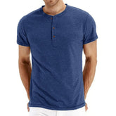 Men’s Cotton Henley T-Shirt – Slim Fit Short Sleeve Casual Tee men-tshirt AllTrendMart Light Blue S