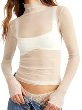 Women’s Sheer Mesh Turtleneck Top – Slim Fit Long Sleeve Clubwear women-tshirt AllTrendMart White S