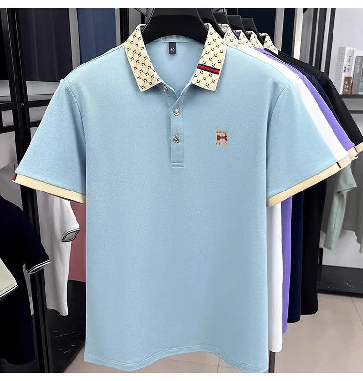 Men’s Contrast Polo Shirt – Short Sleeve Breathable Casual Summer Top men-tshirt AllTrendMart
