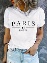 Women’s Paris Print T-Shirt – Casual Short Sleeve Crew Neck Top women-tshirt AllTrendMart White XS