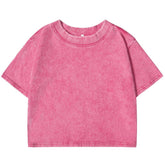 Women’s Washed Crop T-Shirt – Vintage Cotton Streetwear Slim Fit Tee women-tshirt AllTrendMart Rose Red S