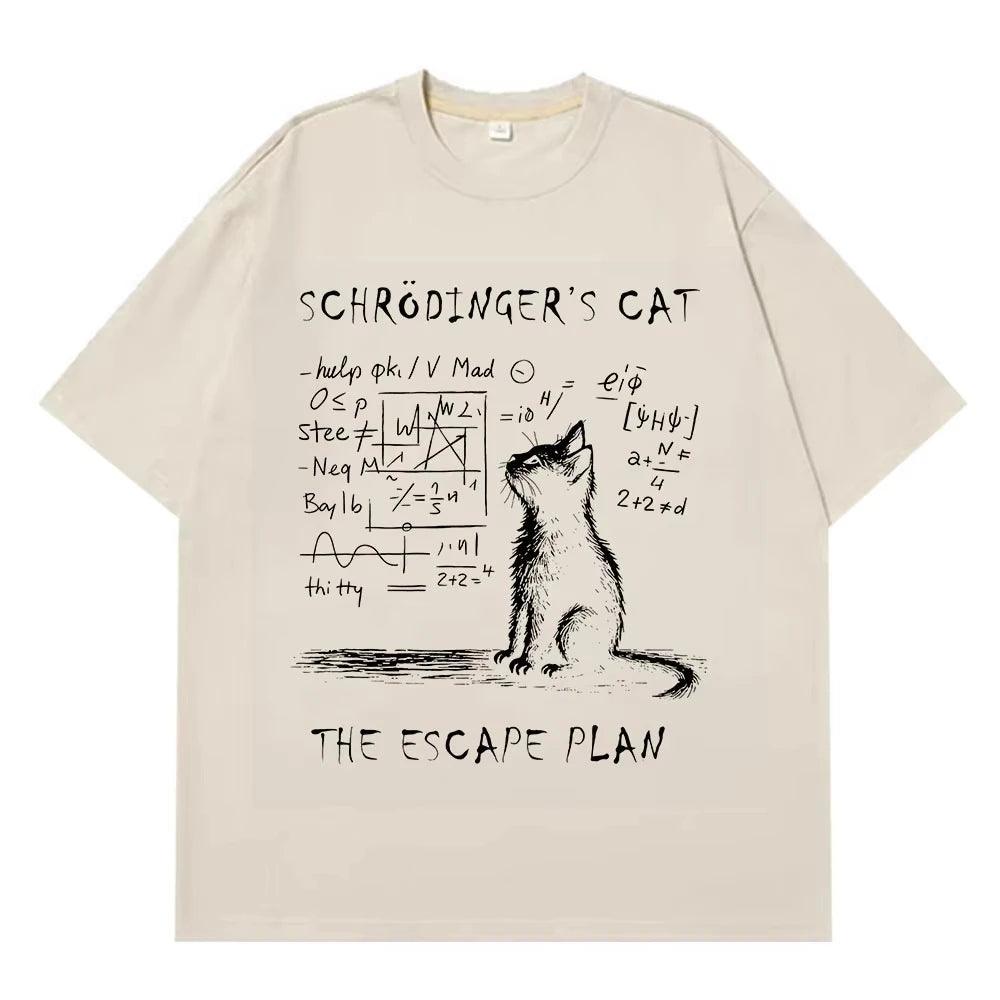 Schrödinger Cat Graphic T-Shirt – Physics Cotton Streetwear Tee unisex-tshirt AllTrendMart Beige S