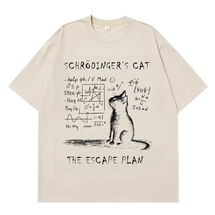 Schrödinger Cat Graphic T-Shirt – Physics Cotton Streetwear Tee unisex-tshirt AllTrendMart Beige S