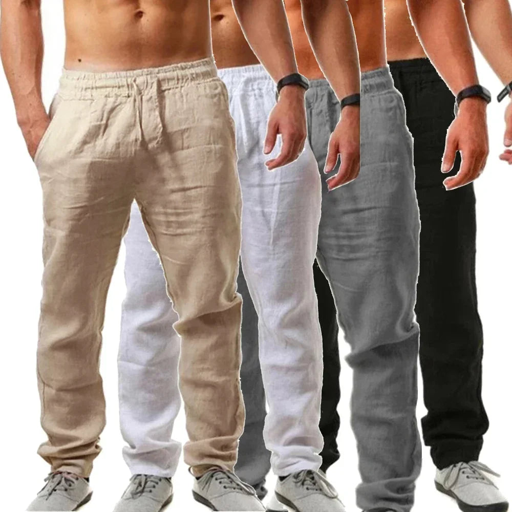 Men Linen Drawstring Pants – Casual Summer Trousers