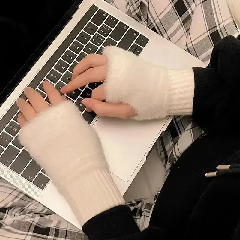 Women Fingerless Knit Gloves – Soft Warm Winter Gloves