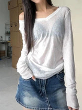 Women’s Sheer Long Sleeve T-Shirt – Slim Fit Lightweight Y2K Top women-tshirt AllTrendMart