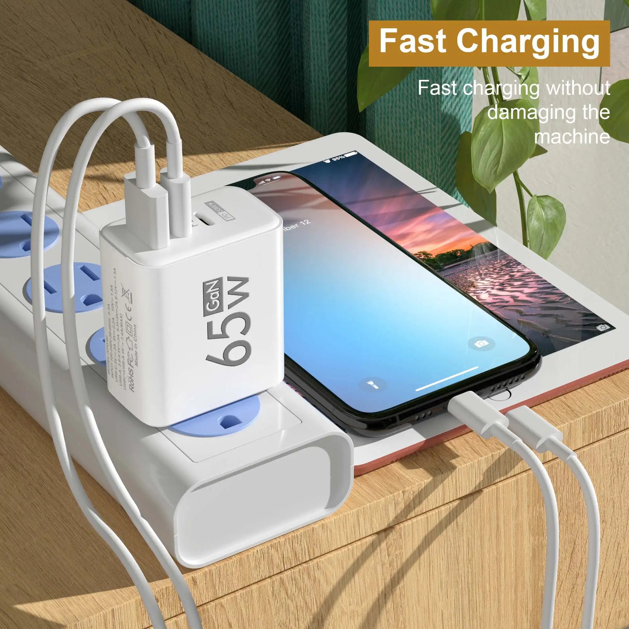 65W USB-C PD Fast Charger for iPhone & Android