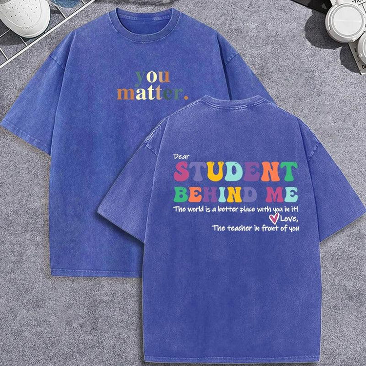 Unisex Vintage Washed T-Shirt – “You Matter” Graphic Cotton Loose Fit Tee unisex-tshirt AllTrendMart Blue XS