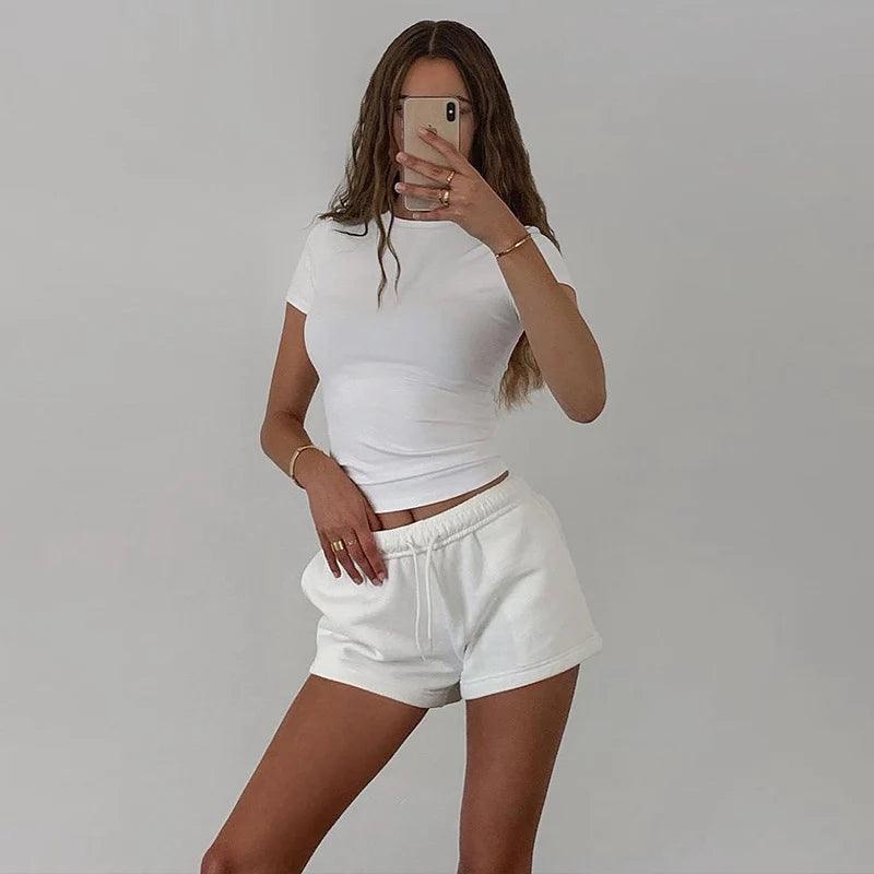 Women’s Basic Crop Top – Soft Stretch Slim Fit Short Sleeve Tee women-tshirt AllTrendMart