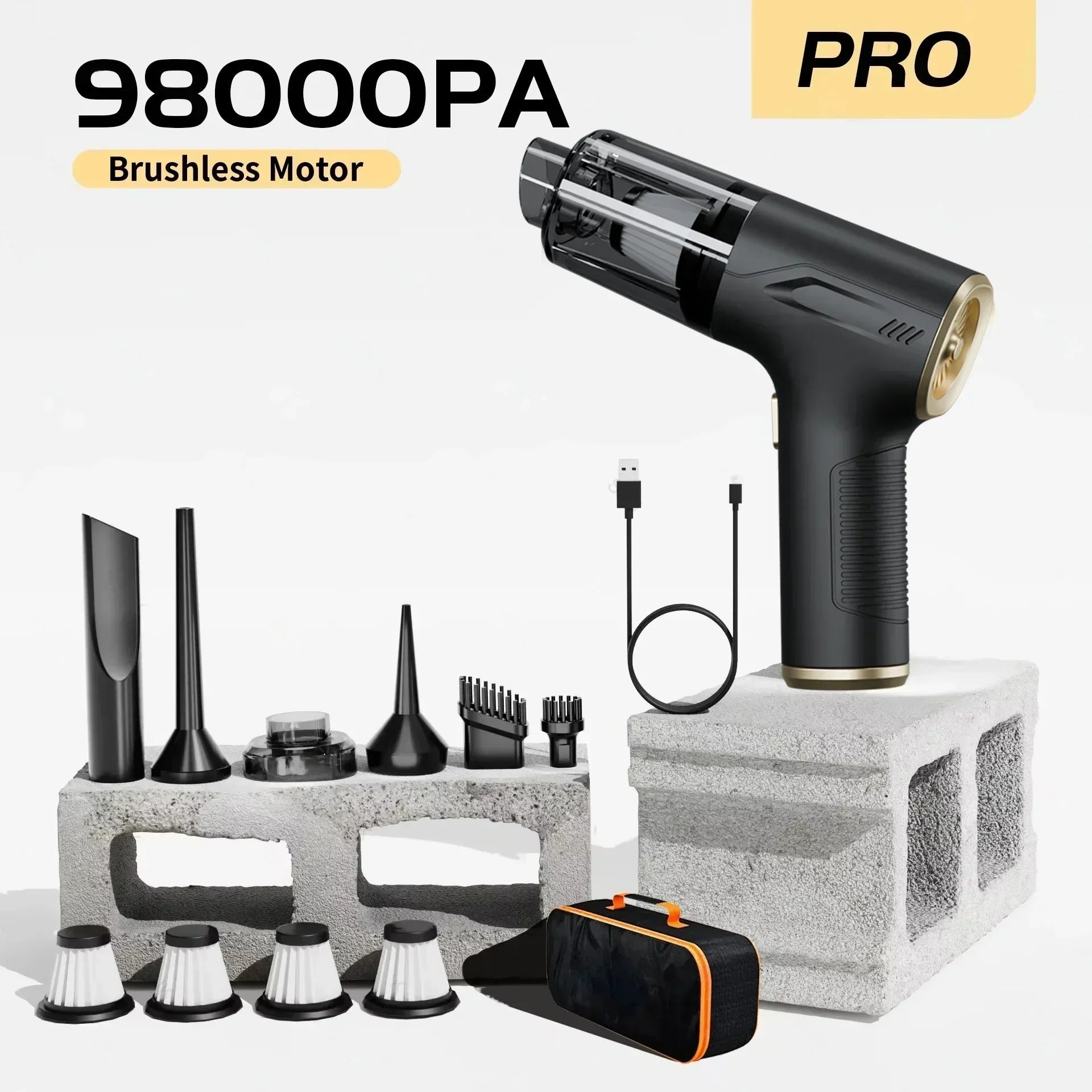 Powerful Mini Car Vacuum – Cordless & Portable