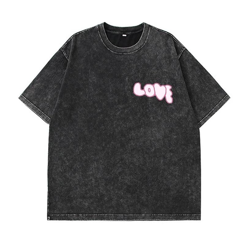 Women’s Washed Oversized Graphic T-Shirt – Vintage Cotton Y2K Tee women-tshirt AllTrendMart JJ0705 Black S