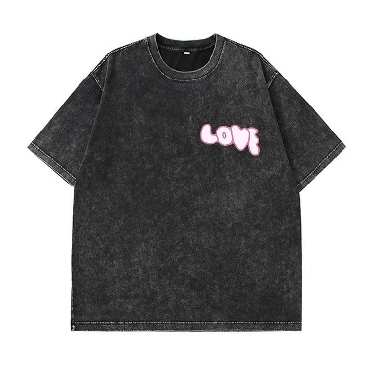 Women’s Washed Oversized Graphic T-Shirt – Vintage Cotton Y2K Tee women-tshirt AllTrendMart JJ0705 Black S