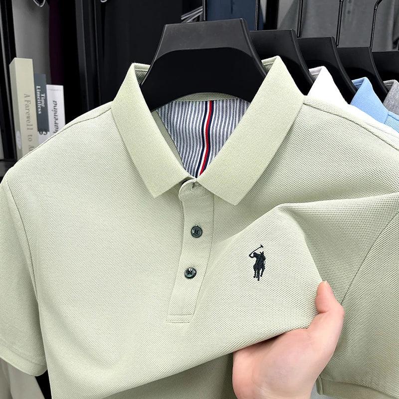 Men’s 100% Cotton Polo Shirt – Short Sleeve Classic Casual Summer Top men-tshirt AllTrendMart Pea green M