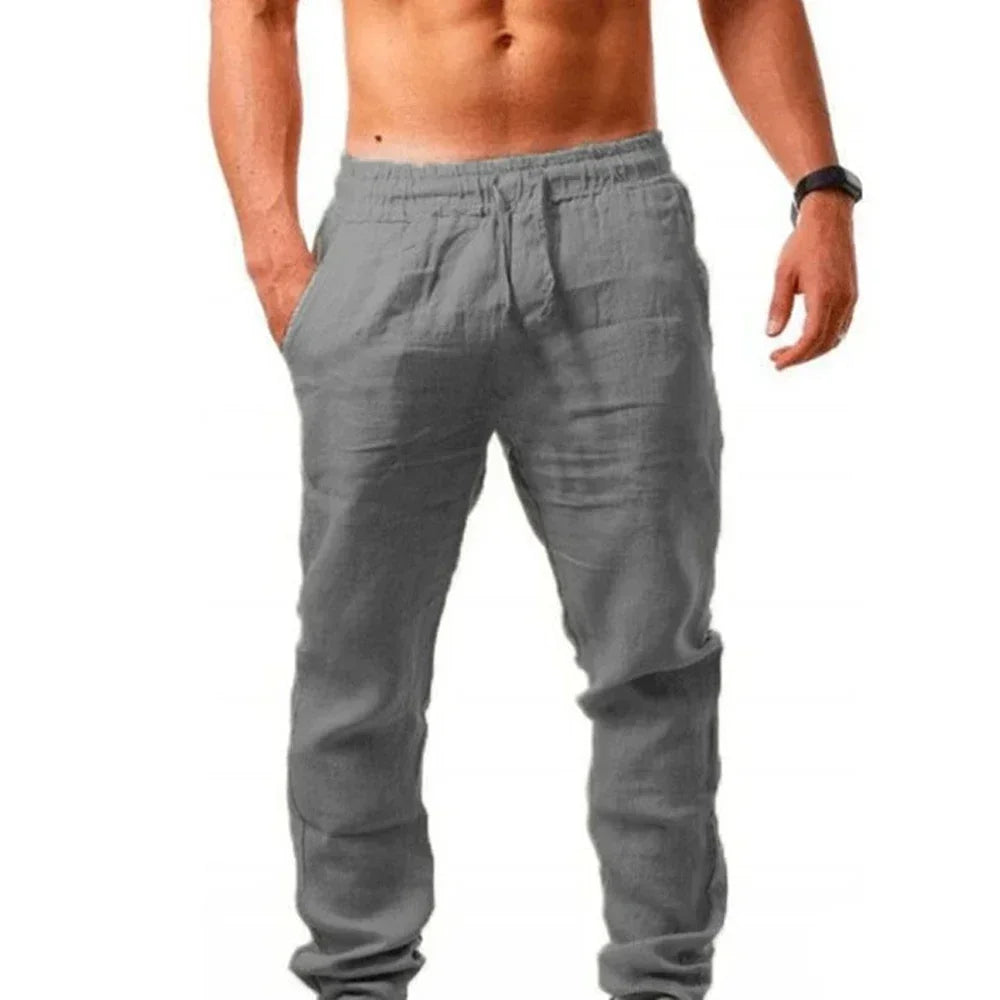 Men Linen Drawstring Pants – Casual Summer Trousers