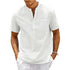 Men’s Cotton Linen Henley Shirt – Short Sleeve Casual Summer Top men-tshirt AllTrendMart White US S 50-60 KG