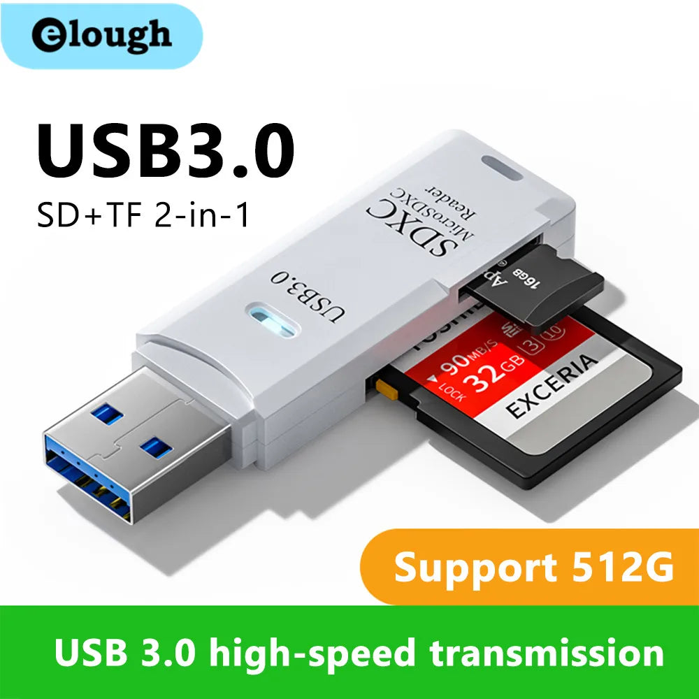 2-in-1 USB 3.0 SD & TF Card Reader Adapter