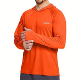 Men’s UPF50+ Sun Protection Hoodie T-Shirt – Quick Dry Long Sleeve Performance Top men-tshirt AllTrendMart Orange S