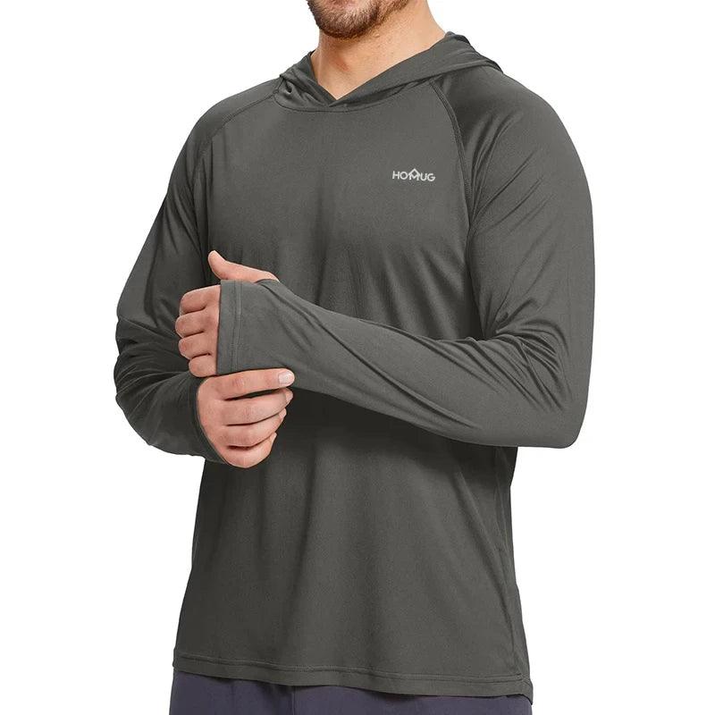 Men’s UPF50+ Sun Protection Hoodie T-Shirt – Quick Dry Long Sleeve Performance Top men-tshirt AllTrendMart Gray S