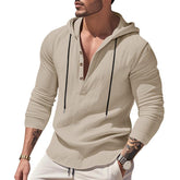 Men’s Hooded Long Sleeve T-Shirt – Lightweight Linen Casual Hoodie men-tshirt AllTrendMart