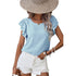 Women’s Petal Sleeve T-Shirt – Loose Fit Casual Summer Top women-tshirt AllTrendMart Light Blue S