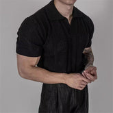 Men’s Breathable Polo T-Shirt – Lightweight Short Sleeve Summer Casual Top men-tshirt AllTrendMart Black M