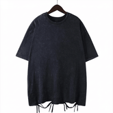 Unisex Washed Oversized T-Shirt – Vintage Cotton Loose Fit Casual Tee unisex-tshirt AllTrendMart Holes Black S
