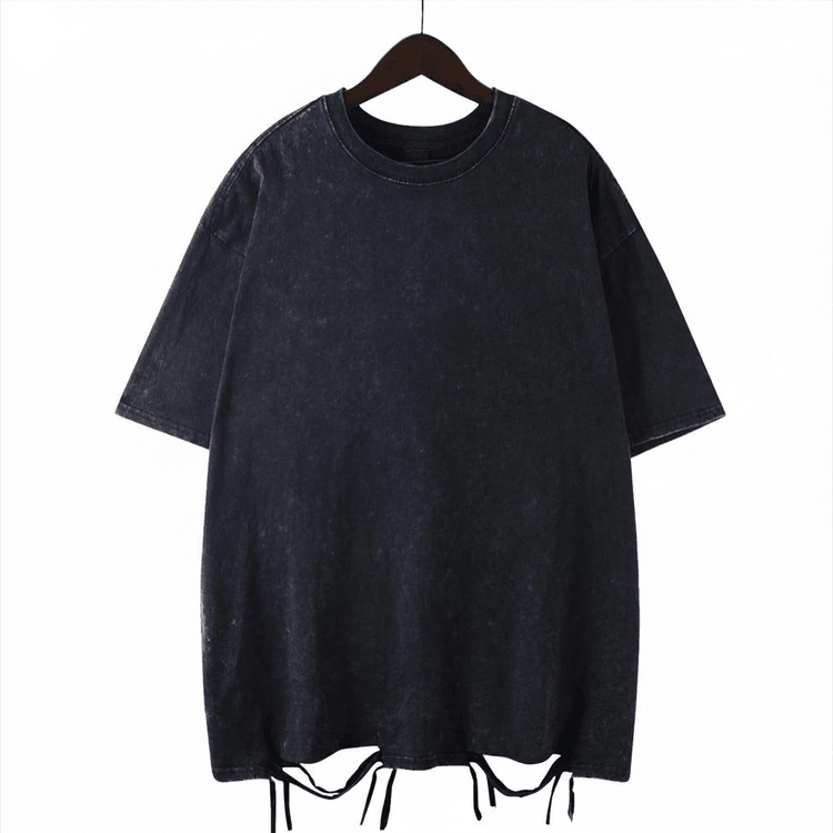 Unisex Washed Oversized T-Shirt – Vintage Cotton Loose Fit Casual Tee unisex-tshirt AllTrendMart Holes Black S