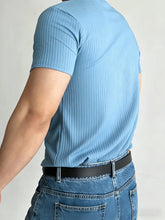 Men’s Stripe Fitness T-Shirt – Breathable High Collar Sport Tee men-tshirt AllTrendMart