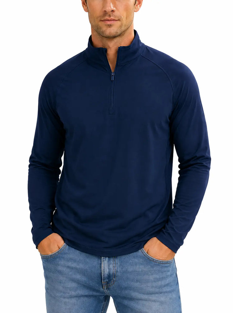 Men’s Quick-Dry Running T-Shirt – Long Sleeve Ice Silk Sports Top men-tshirt AllTrendMart Navy Blue S